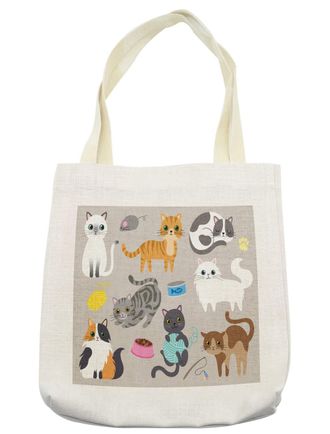 Lunarable Multicolor Tote Bags, Grey Coffee, 16.5 X 14