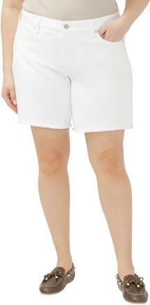 Silver Jeans Co Suki Raw Hem Denim Shorts in White at Nordstrom, Size 14W