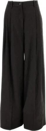 Ralph Lauren Broeken, Dames, Grijs, M, Wol, Wijde broek