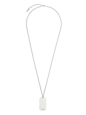 Saint Laurent logo tag necklace - Silver