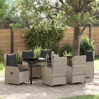 vidaXL Conjunto De Comedor De Jard&iacute;n 7 Pcs Gris Claro Rat&aacute;n Sint&eacute;tico Vidaxl