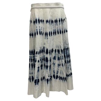 Max Mara Weekend Max Mara Tie-Dye Print Midi Skirt in White Cotton