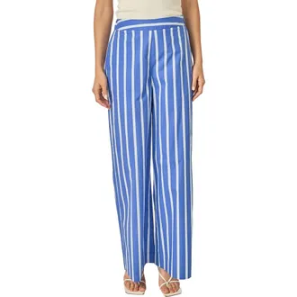 English Factory Stripe Wide Leg Pants in Navy/Blue at Nordstrom, Size X-Small