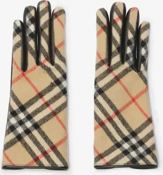 Burberry Check Wool Cashmere Gloves