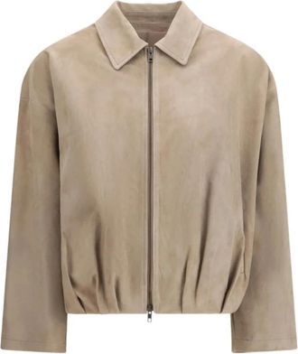 Salvatore Santoro Bomberjack - Dames - Bomber jackets - Beige - L - Leer - Jassen