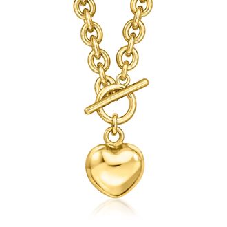 Ross-Simons Italian 14kt Yellow Gold-Plated Heart Toggle Necklace