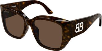 Balenciaga BB0445SK Asian Fit 004 Womens Sunglasses Tortoiseshell Size 56