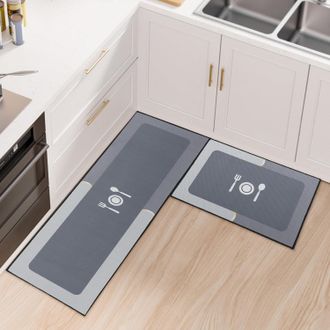 OEM Juego De Dos Tapetes De Cocina Antideslizantes Y Antifatiga Con Base De Silicona Gruesa, Lavables, 40 X 60 Cm + 40 X 120 Cm