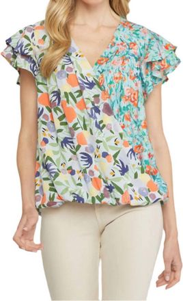 Entro Mixed Floral Print Top In Multi