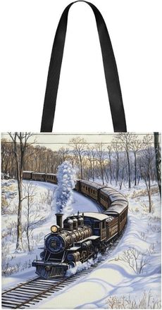 Generic An Old Locomotive Train Womens Tote Casual Shopping Bag Lightweight Shoulder Bags Hobos Handbag for Work Travel Daily 35x40cm