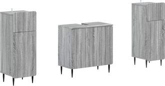 vidaXL Juego De Gabinete De Ba&ntilde;o De 2 Piezas Zwolle Sonoma Gris Vidaxl