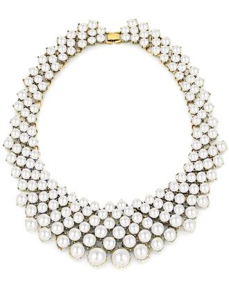 Eyecandy LA Luxe Collection Glass Pearl Emma Collar Statement Necklace