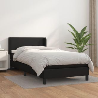 vidaXL Vidaxl - Cama Box Spring Con Colch&oacute;n Cuero Sint&eacute;tico Negro 100x200 Cm