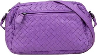 Bottega Veneta Pre-owned Woven Leather Crossbody Bag - Dames - Vintage Schoudertas - Paars - ONE Size - Leer - Vintage