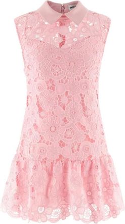Self Portrait Lace Collared Mini Dress - Dames - Korte kleedjes - Roze - 4XS - Polyester - Kleedjes
