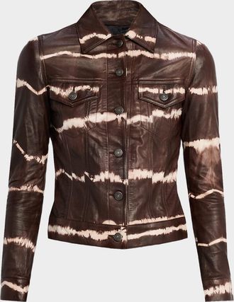 Co&ucirc;t de la Libert&eacute; Donna Tie-Dye Leather Trucker Jacket