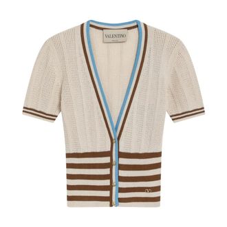 Valentino Garavani Cardigans, female, Beige, Size: L Cardigan