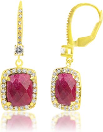 MAX + STONE 18k Gold Over Sterling Silver 6.2 Ct. Cushion Cut Gemstone Dangle Earrings
