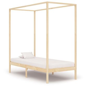 Berkfield Home Canopy Bed Frame Solid Pine Wood 100x200 cm in Brown