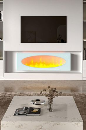 Living and Home 42inch Freestanding Electric Fireplace with Remote in White