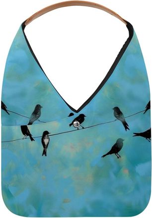 Generic Blue Sky Birds Reusable Lightweight Grocery Bags - Foldable Into Compact Pouch, Washable & Sturdy, Multipurpose for Shopping and Travel