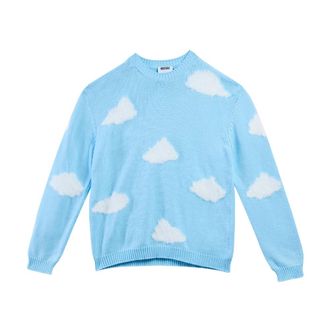 Moschino Round-neck Knitwear, male, Blue, Size: M Maglia Nuvole