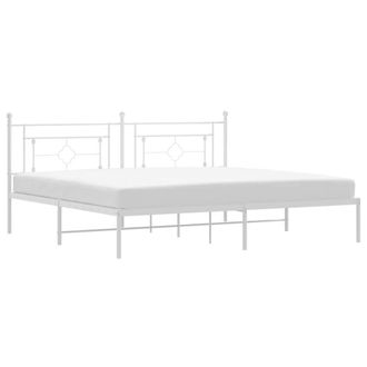 Berkfield Home Metal Bed Frame without Mattress with Headboard White 193x203cm | Size: 193x203 cm