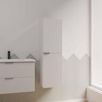 Aurlane Columna Frente Ondulado 35x30x120 Cm - 2 Puertas Mdf Blanco - Milo