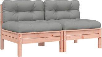 vidaXL Garden Sofa Armless with Cushions 2 pcs Solid Wood Douglas vidaXL