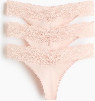 H&M 3er-Pack Tangas aus Mikrofaser und Spitze - Orange
