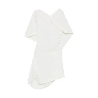 Issey Miyake Asymmetrische gedrapeerde minijurk - Dames - Jurken - Wit - Maat: M Katoen