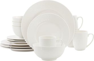 Elama Ophelia 16 Piece Stoneware Dinnerware Set in White at Nordstrom