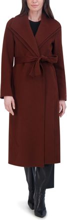 Elie Tahari Womens Slim Fit Double-Faced Wool Blend Belted Wrap Coat