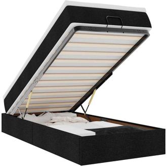 vidaXL Estructura Cama Otomana Colch&oacute;n Tela Negra 90x190 Cm Vidaxl