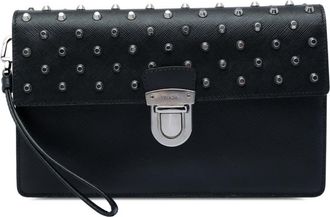 Prada Pre-owned Prada Studded Saffiano Push Lock Wristlet Clutch Ladies I59MEHMOIN1J37J8