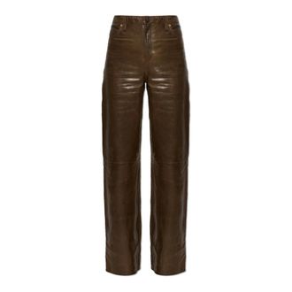 Golden Goose Dames, Broeken, Bruin, Maat: XS Leer