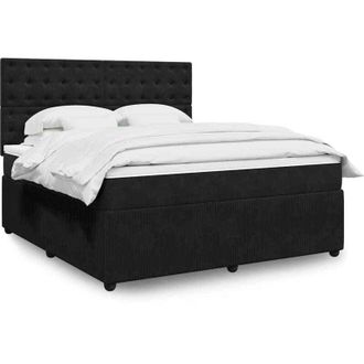 vidaXL Vidaxl - Cama Box Spring Con Colch&oacute;n Terciopelo Negro 180x200 Cm