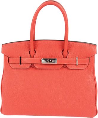 Herm&egrave;s Pre-owned Womens Birkin Tote Textured Leather - Orange - One Size