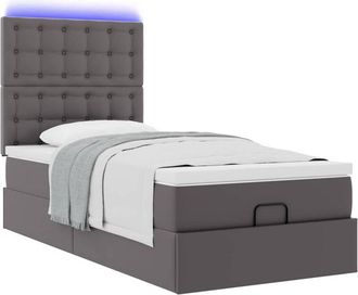 vidaXL Estructura Cama Otomana Colch&oacute;n Cuero Sint&eacute;tico Gris 90x200 Cm Vidaxl