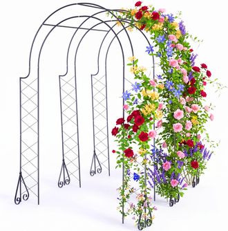 Relaxdays Relaxdays Arco Para Rosas, Acero, 250 X 180 X 210 Cm, Arco De Jard&iacute;n, Resistente Para Plantas Trepadoras, Negro