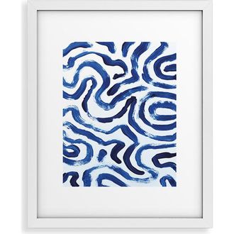 Deny Designs Blue Minimal Framed Art Print in White at Nordstrom, Size 18X24