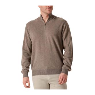 FILIPPO DE LAURENTIIS Truien & Vesten, Heren, Bruin, 3Xl, Wol, Mezza Zip Sweater