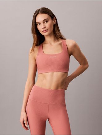 Calvin Klein Calvin Klein Womens Soft Sport Rib Medium Impact Sports Bra - Pink - XL