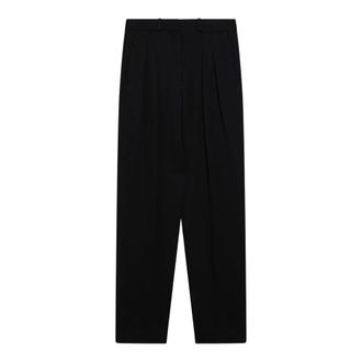 Loulou Studio Straight Trousers, female, Black, Size: L Pleated Tailored Pants