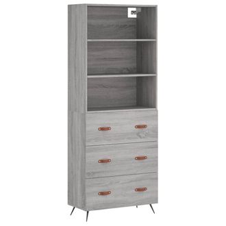 vidaXL Vidaxl - Aparador Alto Madera Contrachapada Gris Sonoma 69,5x34x180 Cm