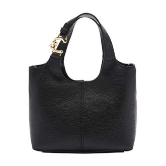 Coccinelle Zwarte leren crossbody tas knoopsluiting - Dames - Handtassen - Zwart - ONE Size - Leer - Tassen