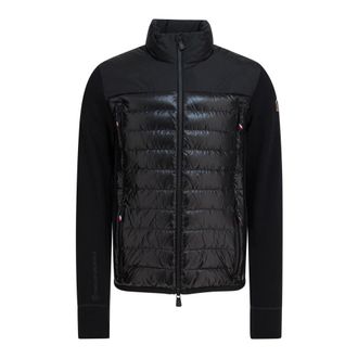 Moncler Jassen, Heren, Zwart, S, Logo Zip-Up Cardigan