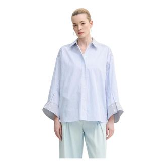 Munthe Dames, Blouses & Shirts, Blauw, Maat: S Katoen