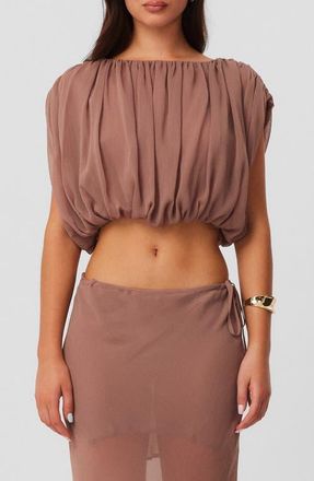 SNDYS Mara Gathered Cropped Top in Mocha at Nordstrom, Size X-Large