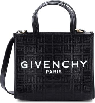 Givenchy G-4G mini-shopper met gecoat canvas en reli&euml;f - Zwart